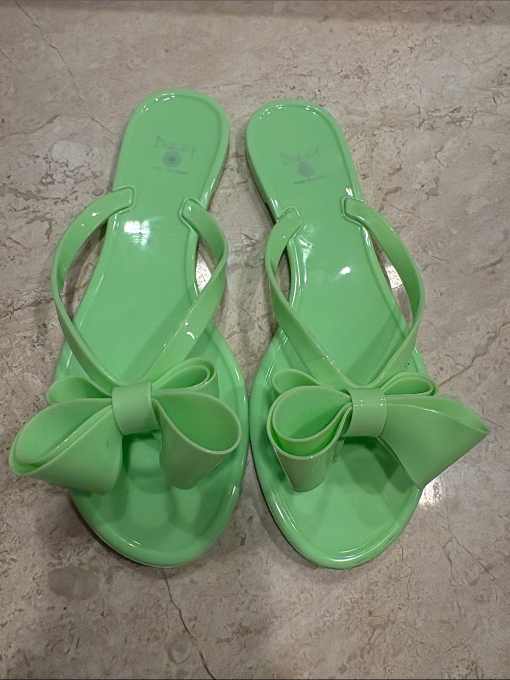 Dizzy Mint Green Bow Jelly Sandals